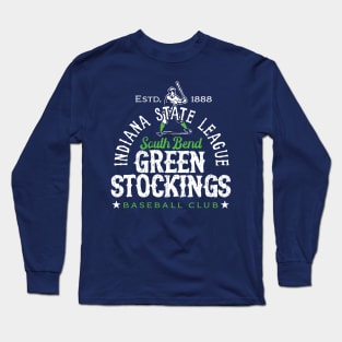 South Bend Green Stockings Baseball Long Sleeve T-Shirt